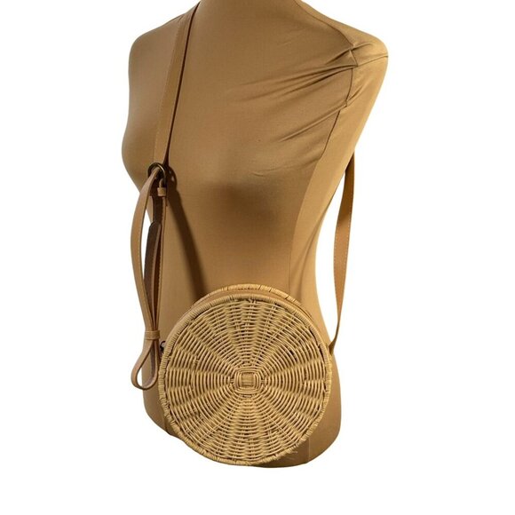 Unbranded Straw Crossbody Purse Bag Tan Cream Zip NWOT - Picture 1 of 5